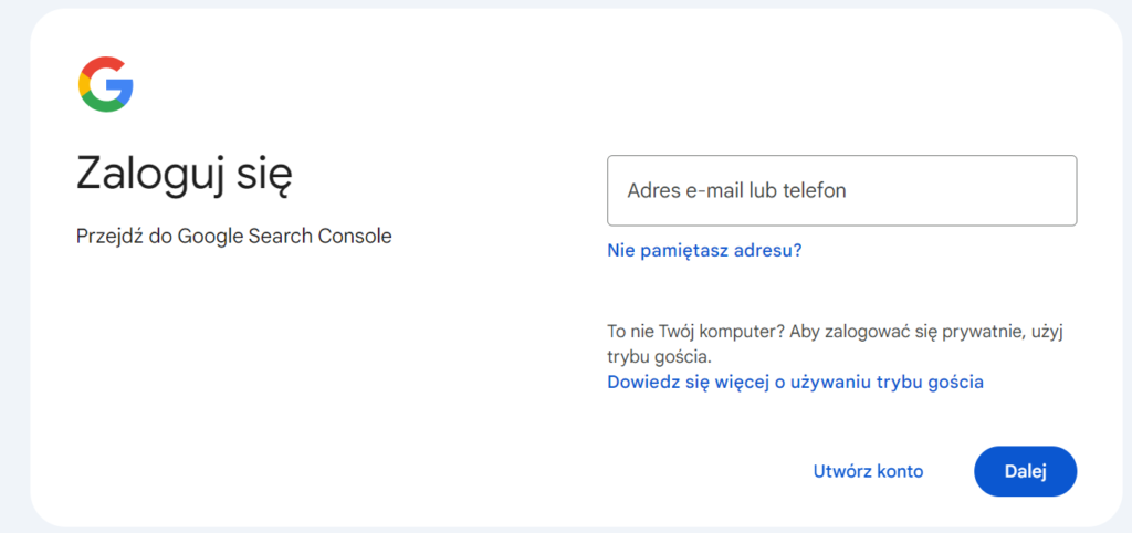 zaloguj się do konta google
